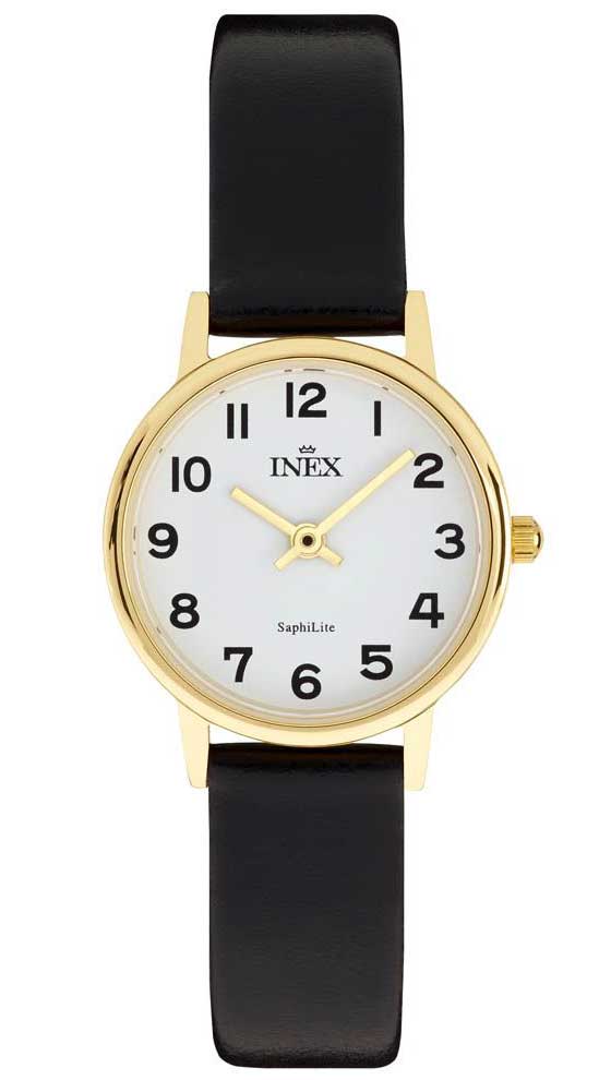 Inex Womens Saphilite Gold White A6948AD0A - Quartz - Guld - Damklocka - Läder - Safirbelagt mineralglas