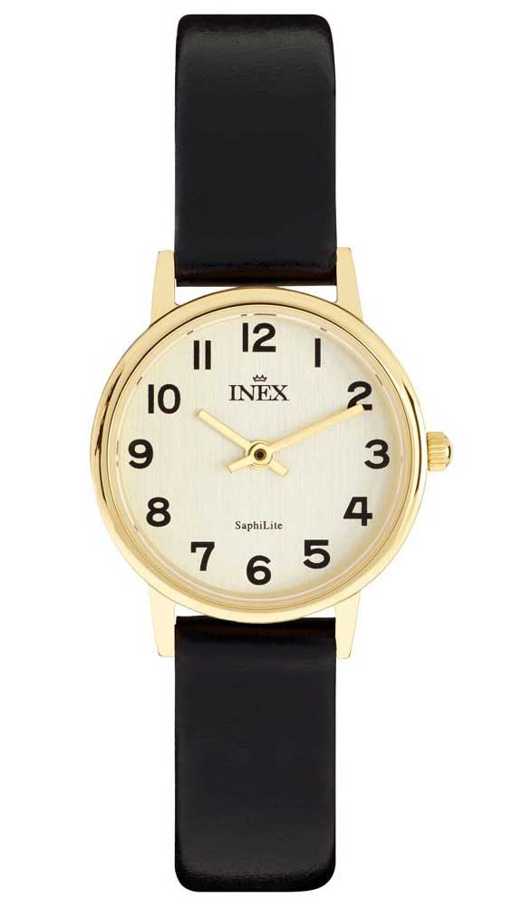 Inex Womens Saphilite Gold/Gold A6948AD7A - Quartz - Guld - Damklocka - Läder - Safirbelagt mineralglas