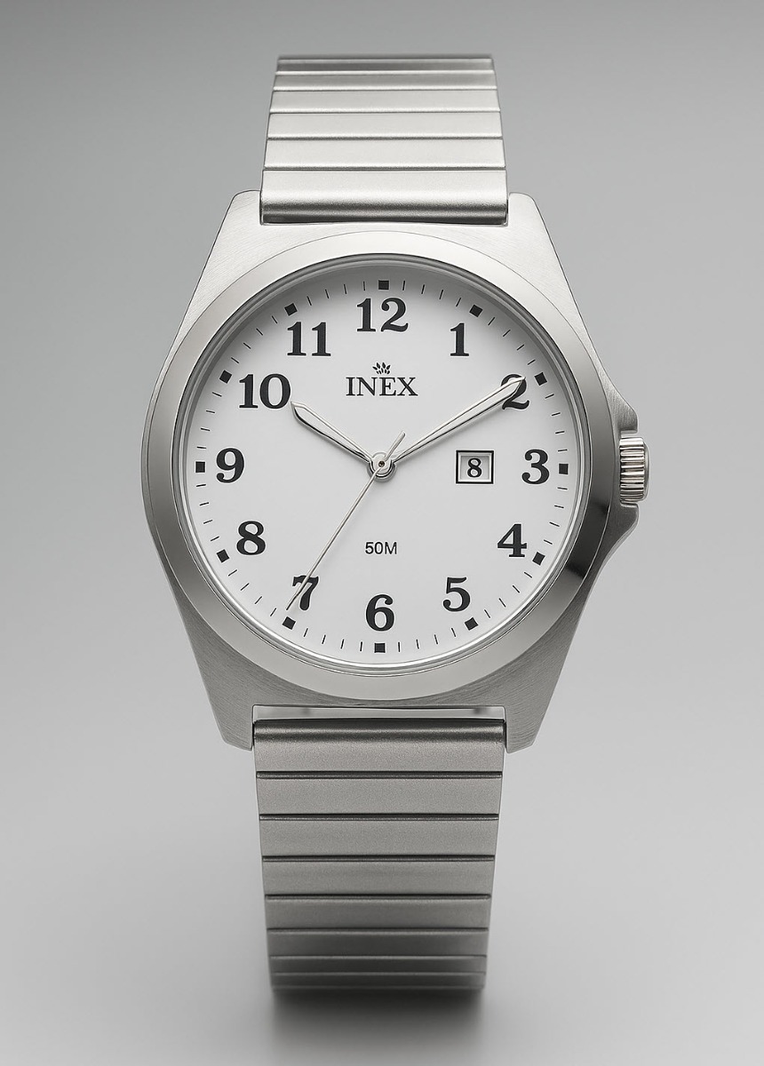 Inex Classic Mens 39mm - Quartz - Silver - Herrklocka - Stretch - Härdat mineralglas