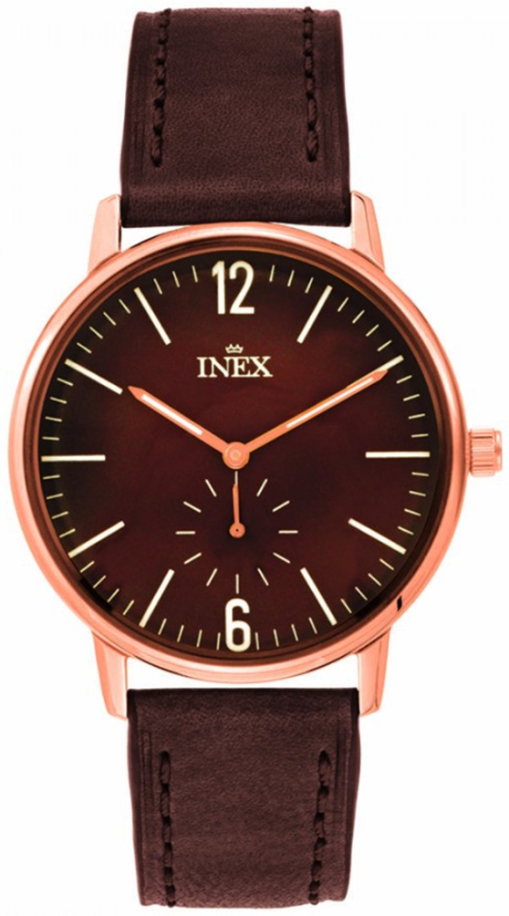 Herrur - Inex Mens Rose Gold/Brown A69498D5I - Quartz - Rött guld - Herrklocka - Läder - Härdat mineralglas