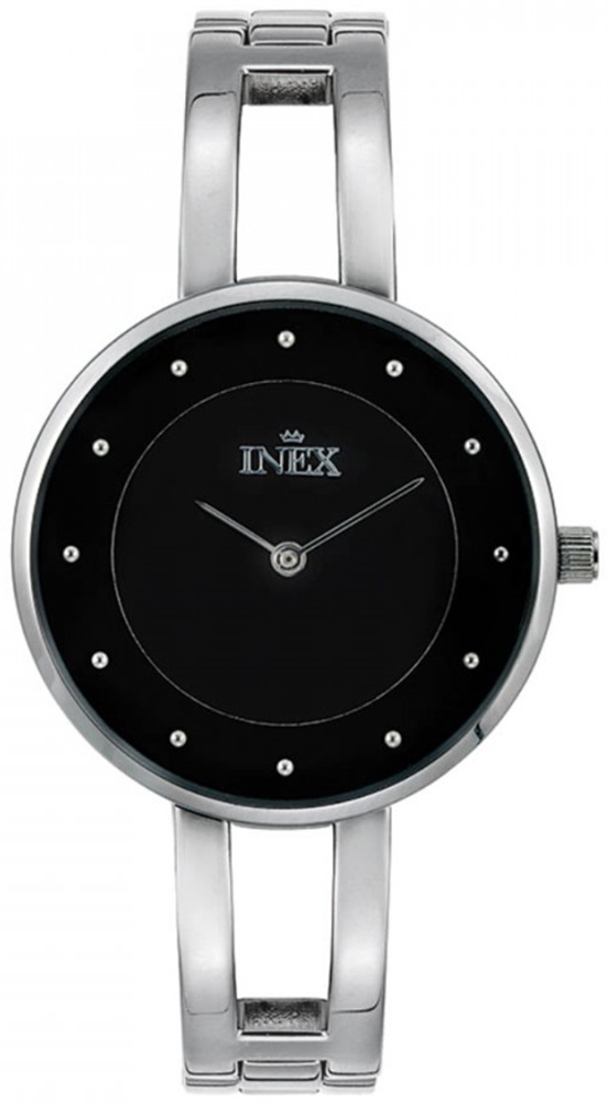 Urtavlan är svart och minimalistisk - Inex Ladies Silver/Black A69499S5P - Quartz - Silver - Damklocka - Rostfri stål - Härdat mineralglas