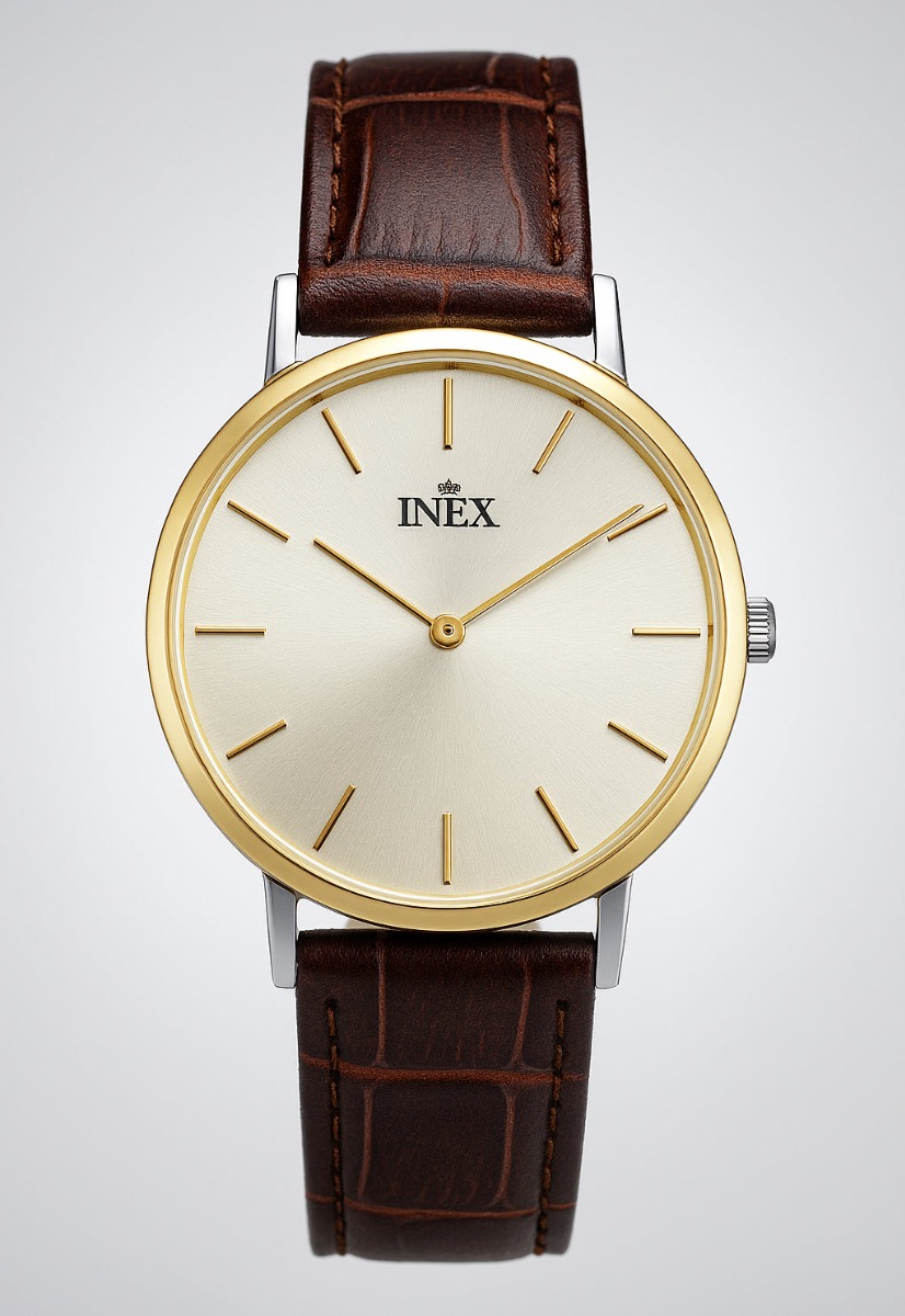 Herrur - Inex Mens Gold/Silver A69502B4I - LQ2 - Quartz - Guld Silver - - Läder - Härdat mineralglas