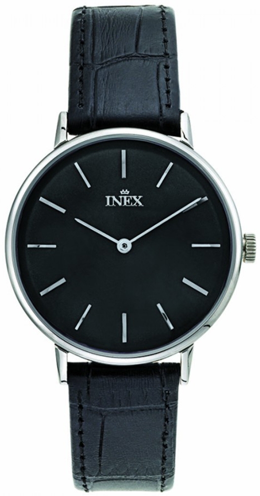 I svart och silver och dansk design - Inex Mens Silver/Black A69502S5I - Quartz - Silver - Herrklocka - Läder - Härdat mineralglas
