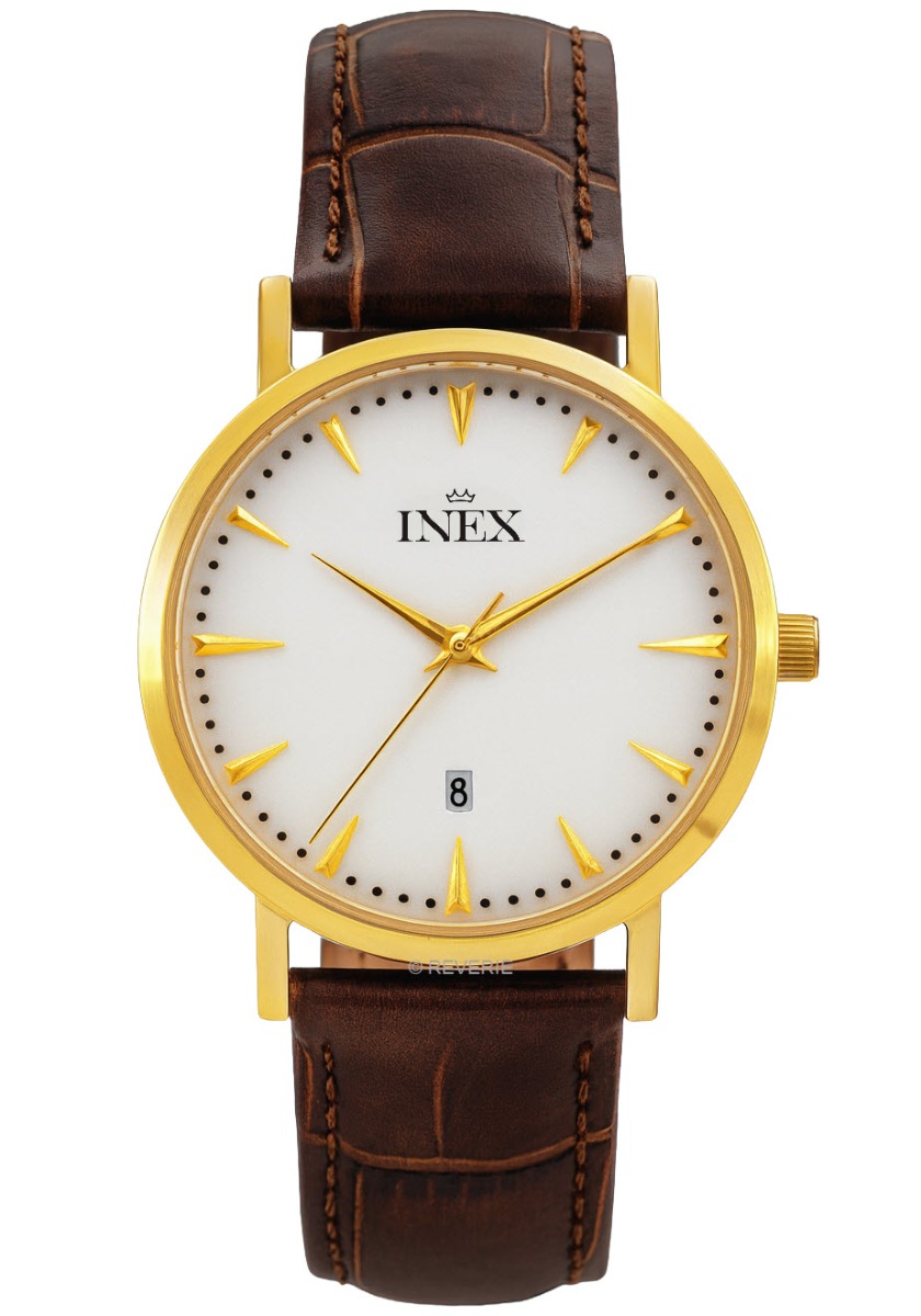 Inex Womens Golden Classic Petite 32mm - Quartz - Guld - Damklocka - Läder - Härdat mineralglas