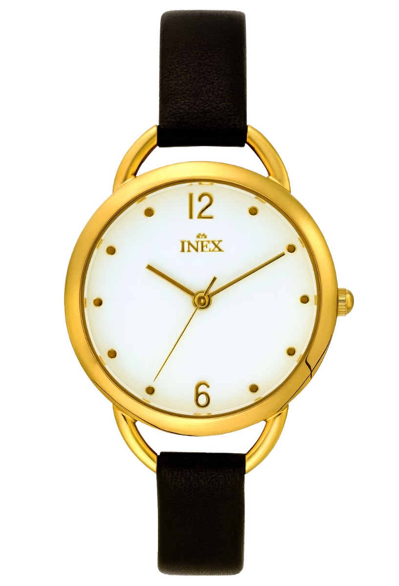 Tydlig övergång mellan armband och boett - Inex Ladies Gold/White A69509D0P - Quartz - Guld - Damklocka - Läder - Härdat mineralglas