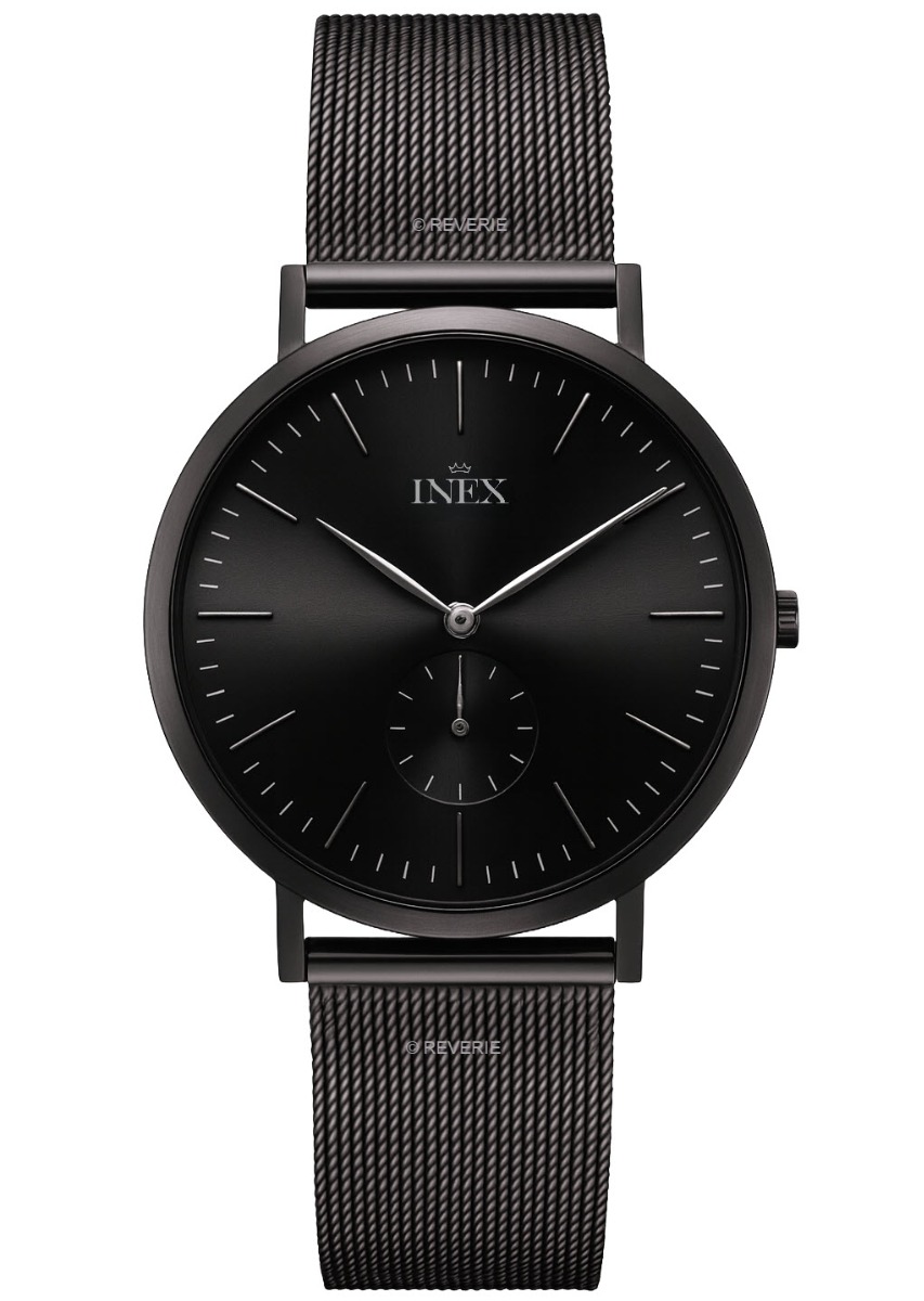 Damur - Inex Ladies Black/Black A69517-1SS5I - Quartz - Svart - Damklocka - Mesh - Härdat mineralglas