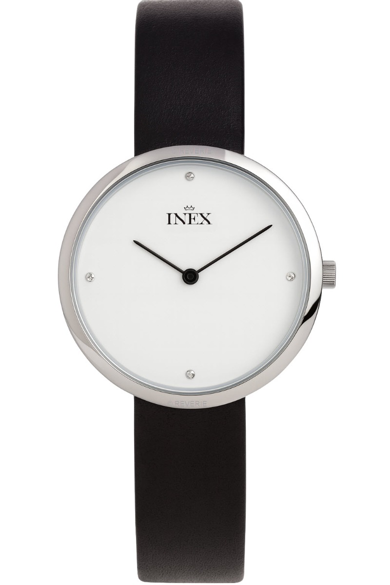 Damur - Inex Ladies Silver/White A69518S0KV - Quartz - Silver - Damklocka - Läder - Härdat mineralglas
