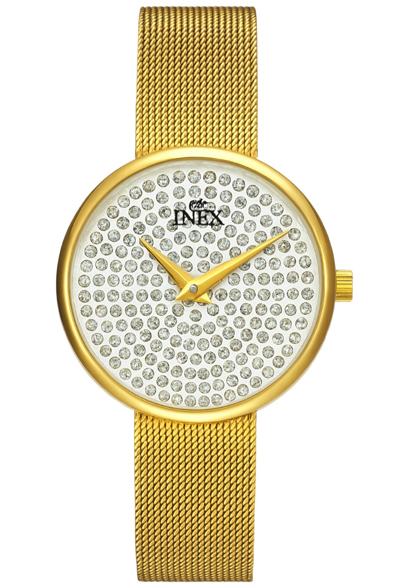 Minimalism med guldkant - Inex Ladies Gold A69524D11 - Quartz - Guld - Damklocka - Mesh - Härdat mineralglas