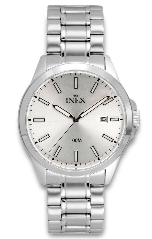 Inex Mens Steel Classic 39mm - Quartz - Silver - Herrklocka - Rostfri stål - Härdat mineralglas