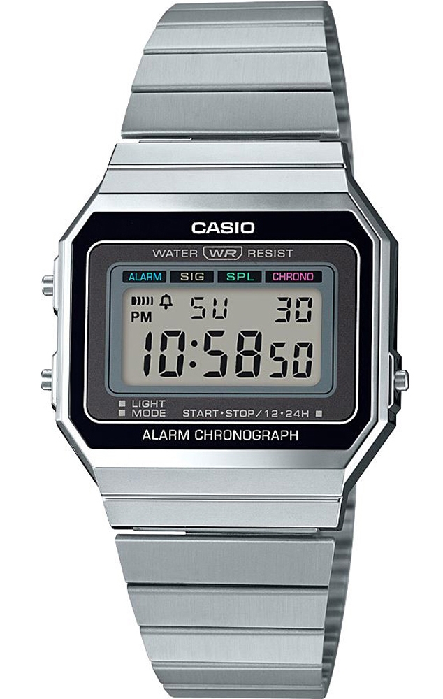 Slimmad vintage digital Casio-klocka med stilren design | A700WE-1AEF - Digitalt - Silver - Damklocka - Rostfri stål - Akryl