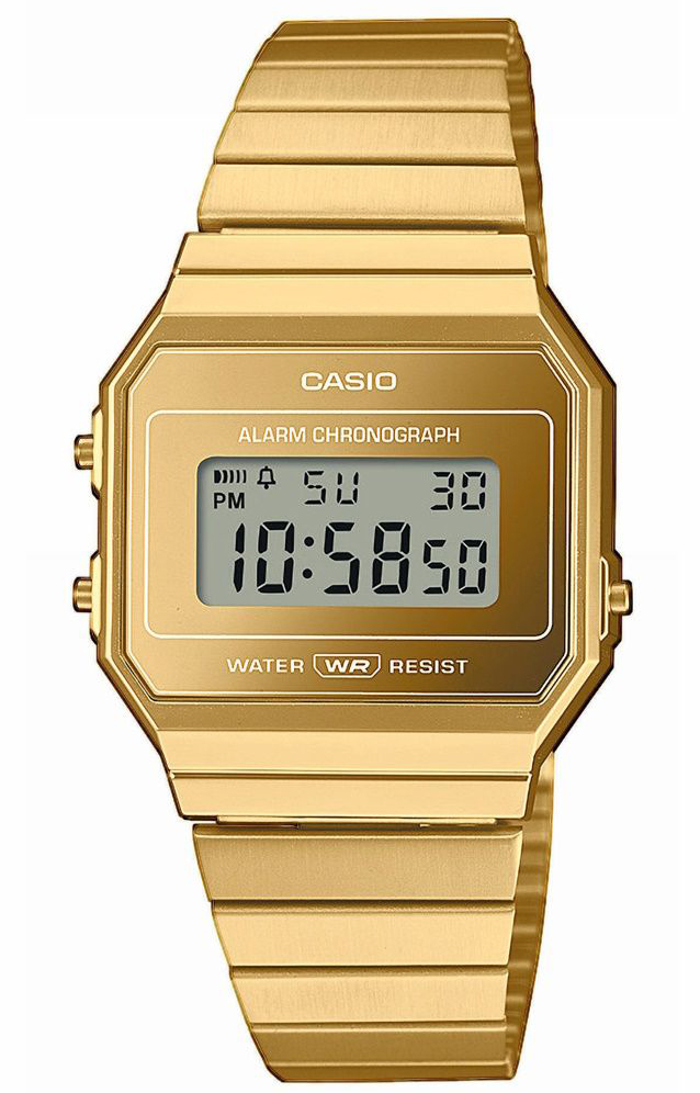 Casio | Guldtonad vintage digital klocka med ultraslimmad profil | A700WEVG-9AEF - Digitalt - Guld - Unisex - Rostfri stål - Härdat mineralglas
