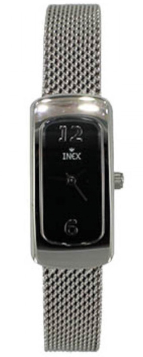 Damur med mesharmband och långsmal boett - Inex Silver Black A70103S5 - Quartz - Silver - Damklocka - Mesh - Härdat mineralglas