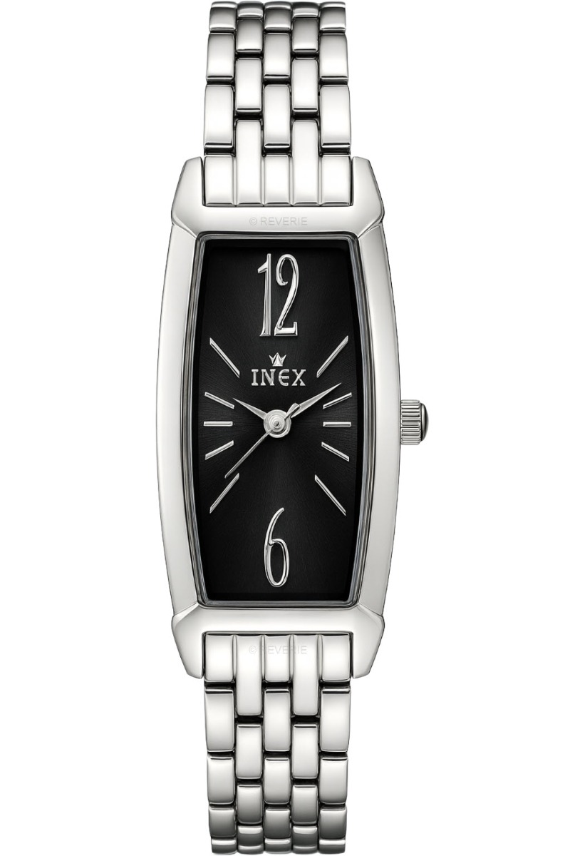 Inex Womens Silver Black 15mm - Quartz - Silver - Damklocka - Rostfri stål - Härdat mineralglas