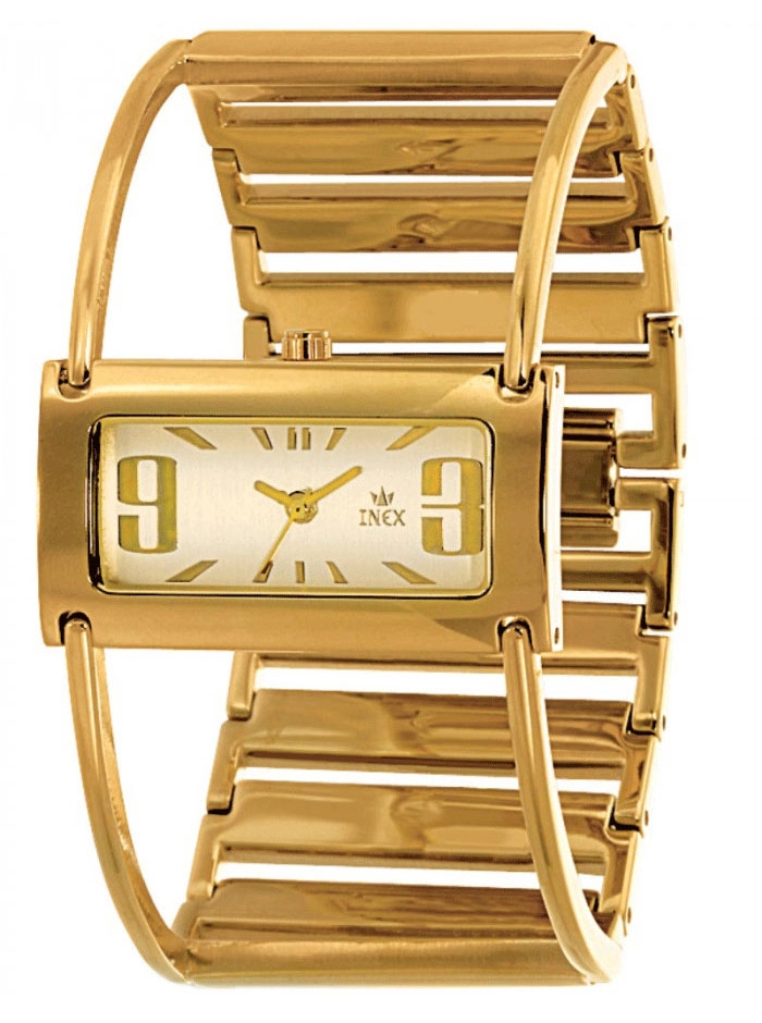 Boetten är rektangulär, åt "fel" håll - Inex Gold Ivory A7456D7I - Quartz - Guld - Damklocka - Rostfri stål - Härdat mineralglas