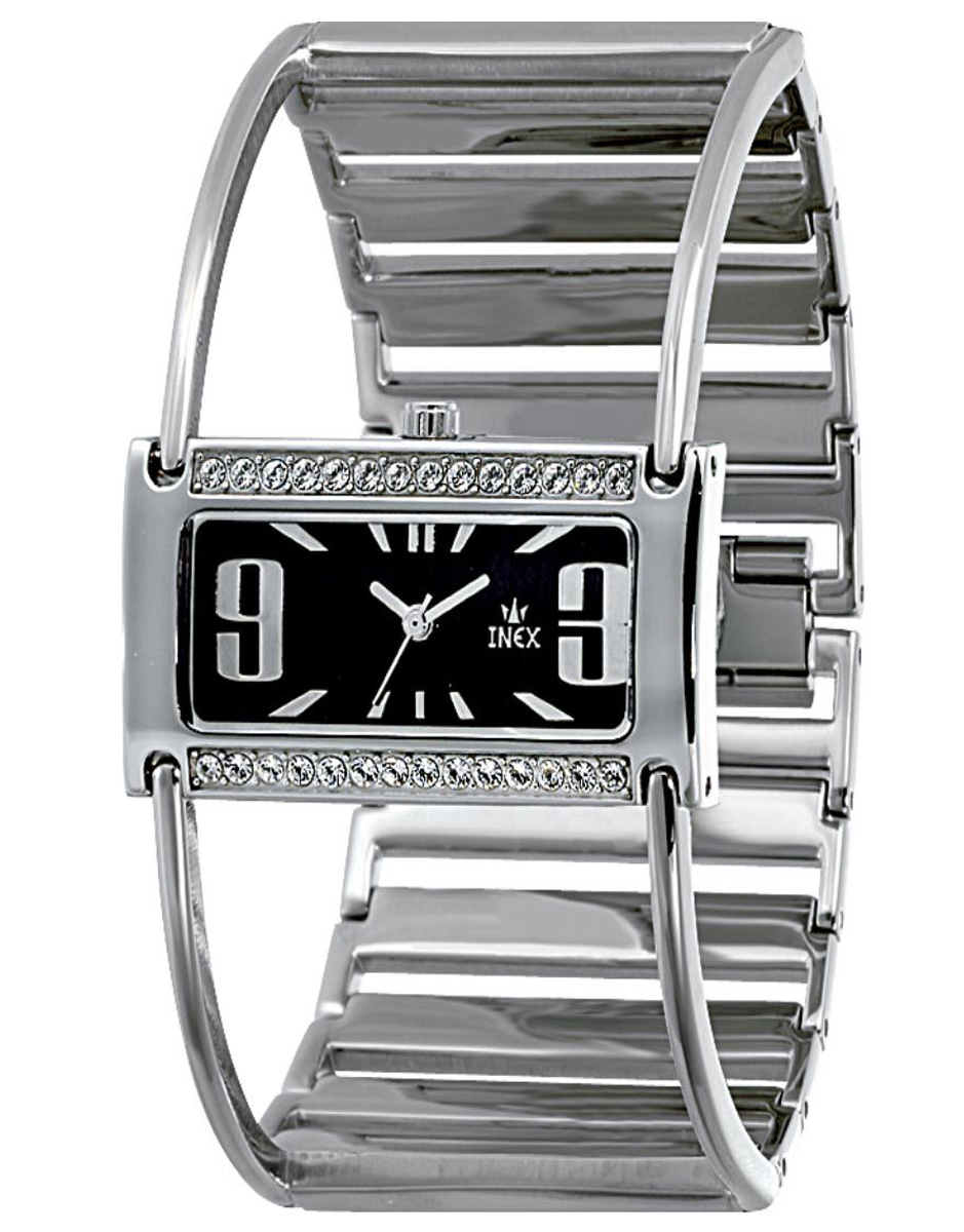 Inex Womens Silver Black A7457S3I - Quartz - Silver - Damklocka - Rostfri stål - Härdat mineralglas