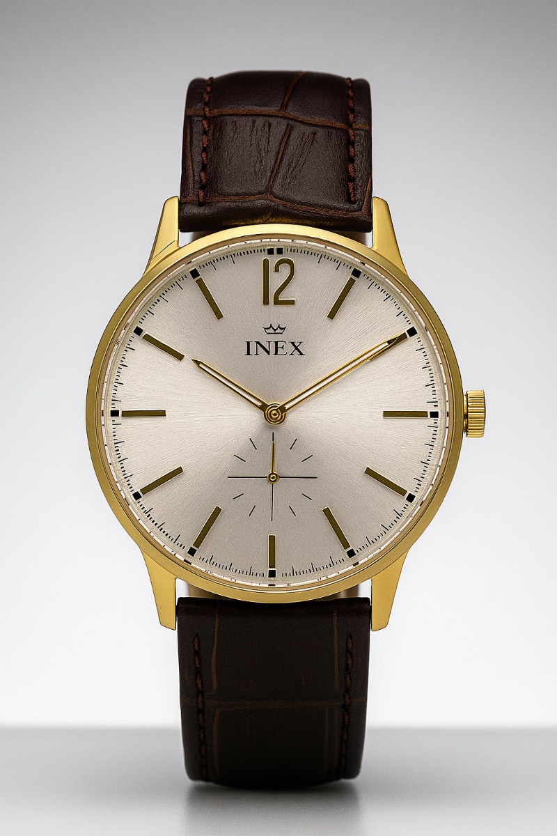 Inex Mens 40mm Dress Classic - Quartz - Guld - Herrklocka - Läder - Härdat mineralglas