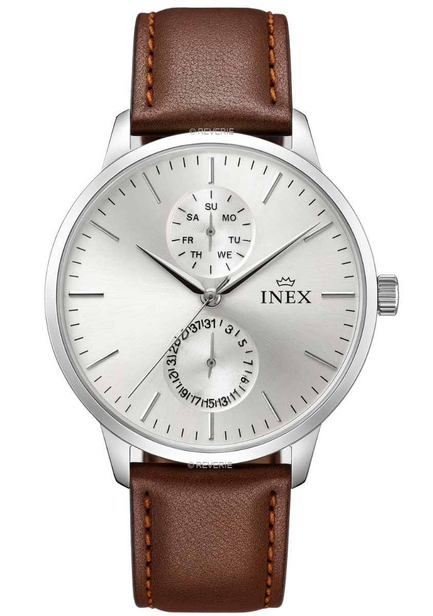 Herrur - Inex Mens Siler/Silver A76198S4I - RIP - Quartz - Silver - Herrklocka - Läder - Härdat mineralglas