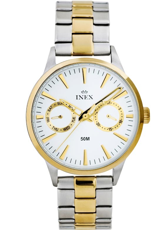 Herrur - Inex Silver/White A76206B0I - Quartz - Guld Silver - Damklocka - Rostfri stål - Härdat mineralglas