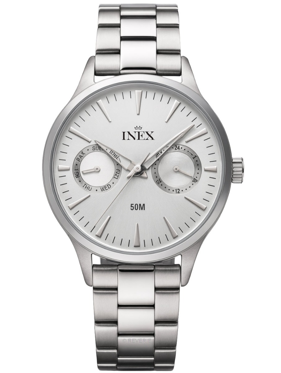 Silverfärgad stålklocka - Inex Silver/Silver A76206S4I - Quartz - Silver - Herrklocka - Rostfri stål - Härdat mineralglas