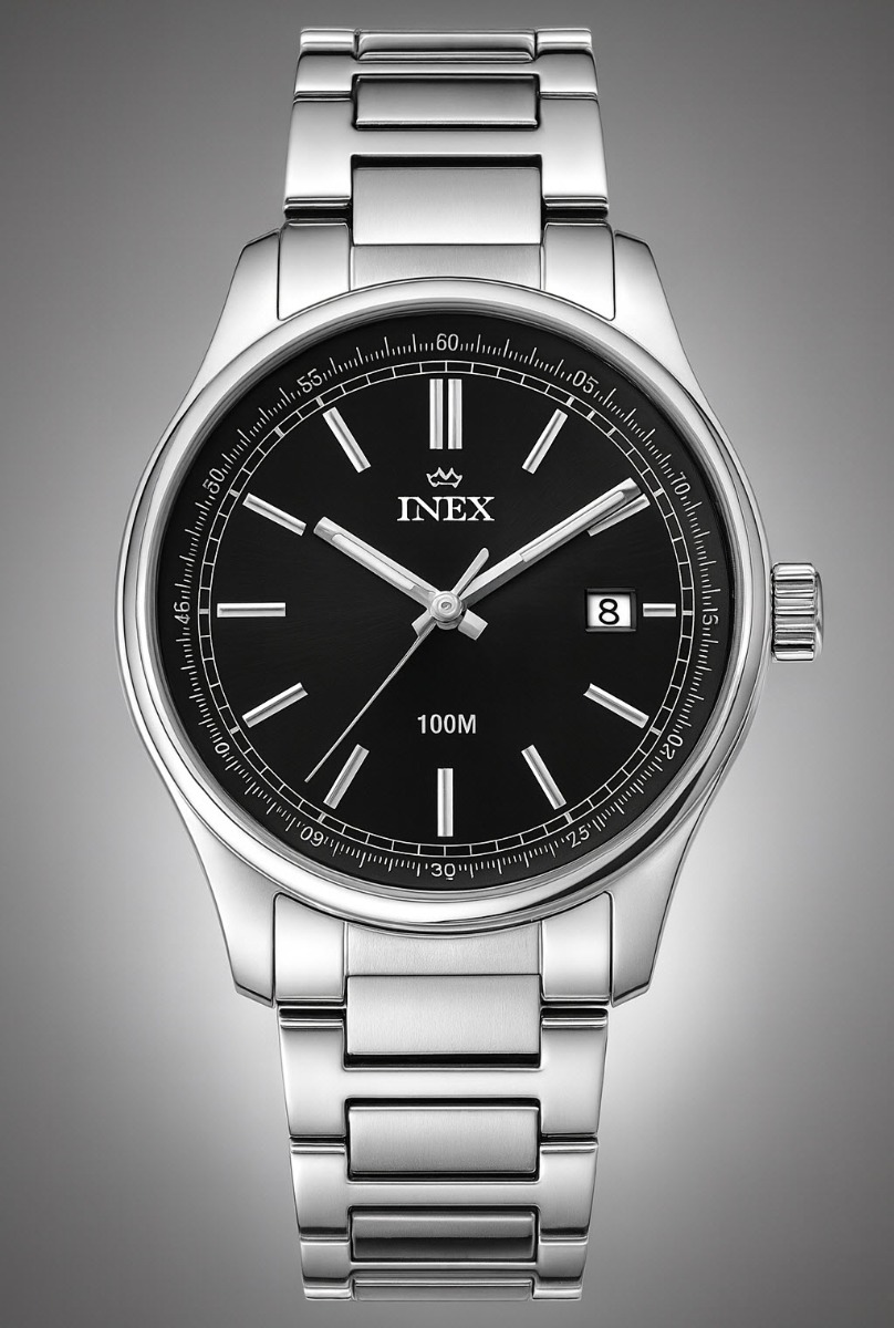 Inex 40mm Mens Classic - Quartz - Silver - Herrklocka - Rostfri stål - Härdat mineralglas