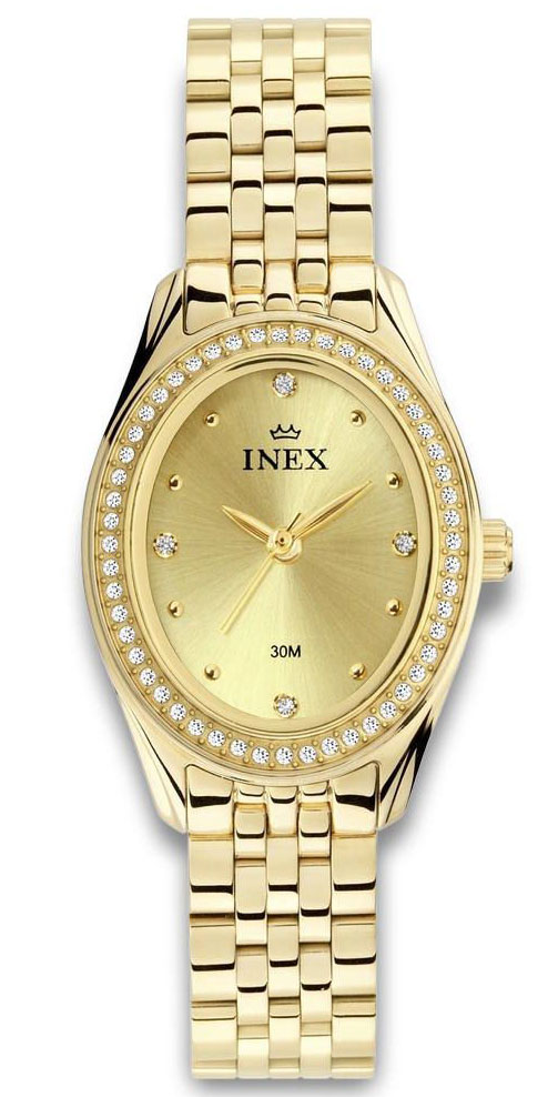 Inex Ladies 25mm A76339D6P - Quartz - Guld - Damklocka - Rostfri stål - Härdat mineralglas