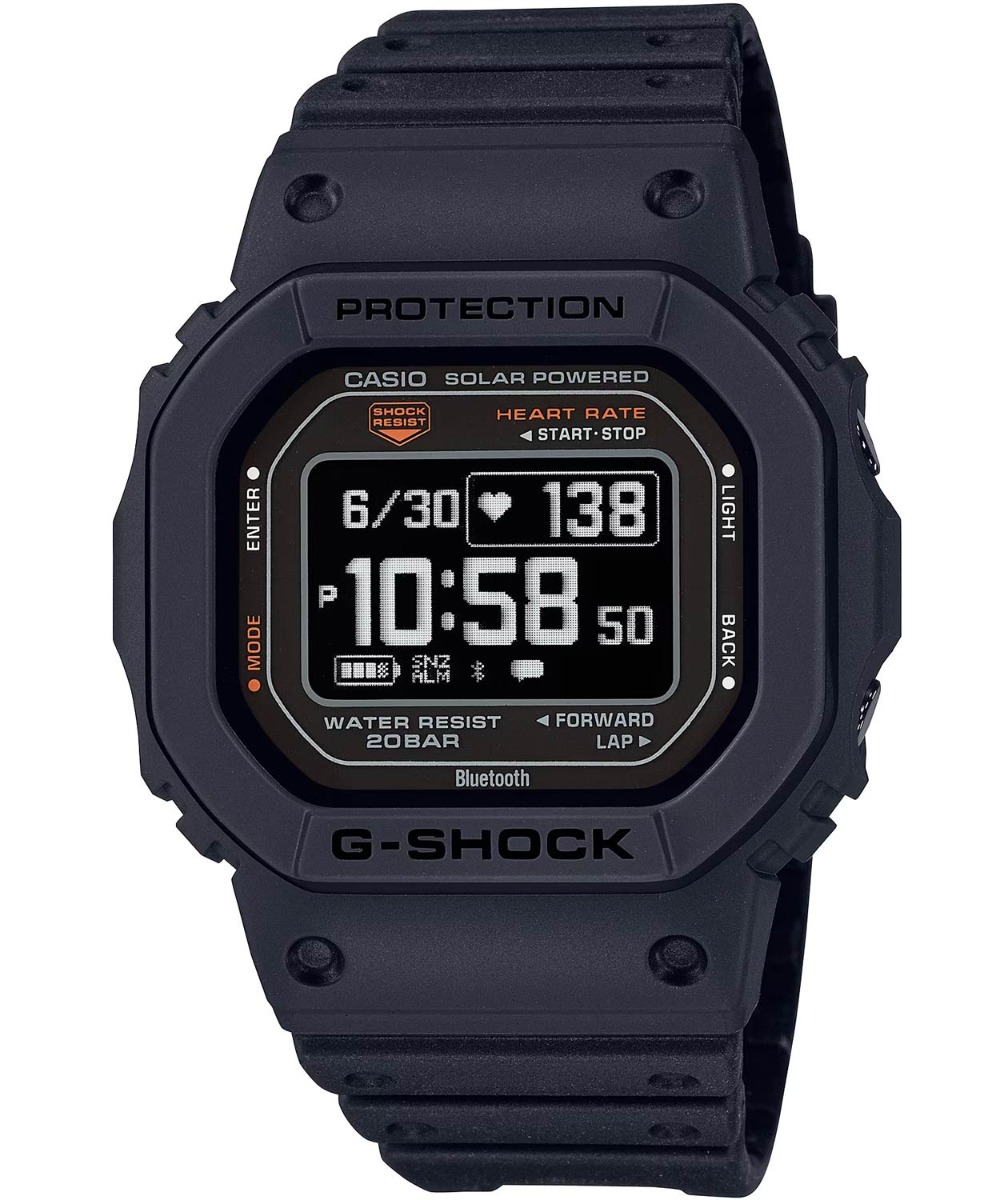 Casio | Polar -driven G-Shock med solenergi och avancerad hälsospårning | DW-H5600-1ER - Digitalt - Svart - Herrklocka - Harts - Härdat mineralglas