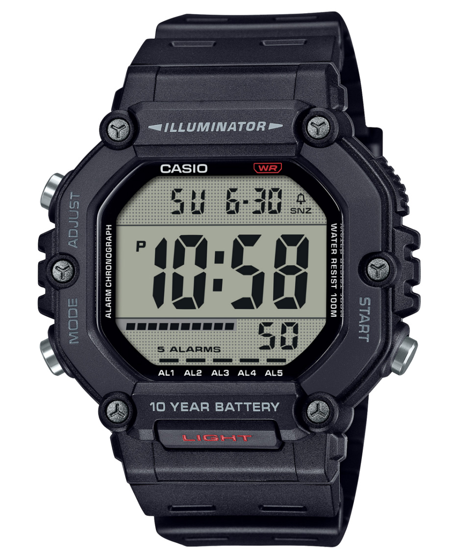Casio Mens Digital Long Battery Life 49mm - Digitalt - Svart - Herrklocka - Harts - Resin