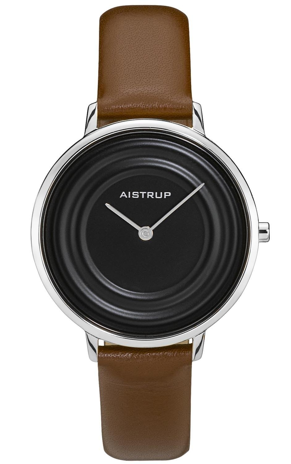 Exklusiv svart damklocka med vattendroppeffekt och brunt läderarmband från Aistrup Raindrop-kollektionen | AIW7720 - Quartz - Silver - Damklocka -...