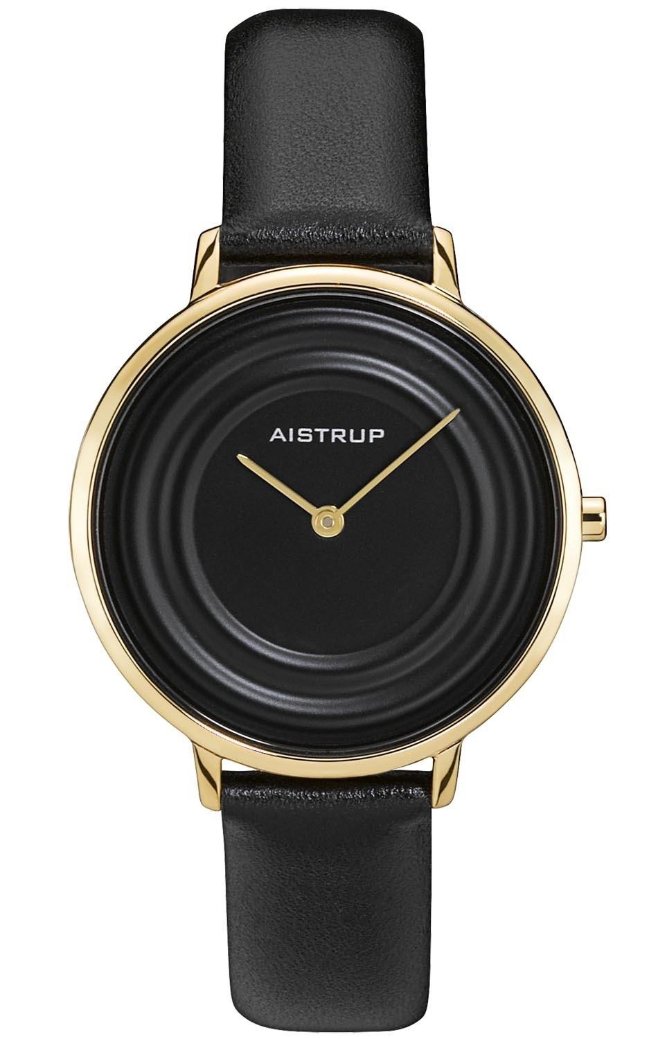 Elegant damklocka med svart vattendroppeffekt och gyllene finish från Aistrup Raindrop-kollektionen i 35mm | AIW7710 - Quartz - Guld - Damklocka -...
