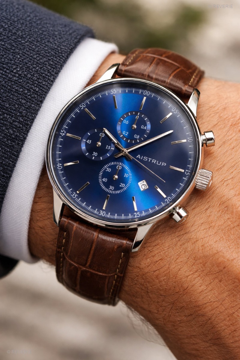 Aistrup Classic Sapphire Chronograph AIW8402 - Quartz - Silver - Herrklocka - Läder - Safir
