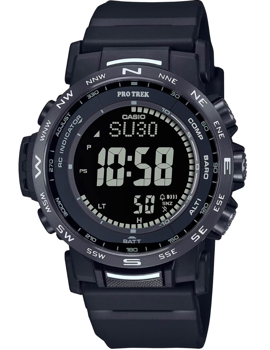 Casio | Miljövänlig Pro Trek ABC-klocka med biobaserad konstruktion och solenergi | PRW-35Y-1BER - Digitalt - Svart - Herrklocka - Harts - Härdat...