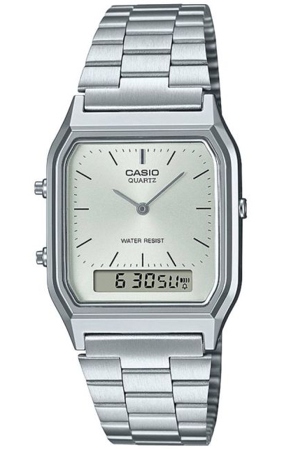 Casio Vintage AQ-230A-7AMQYES - Analog-digital-mix - Silver - Damklocka - Rostfri stål - Akryl