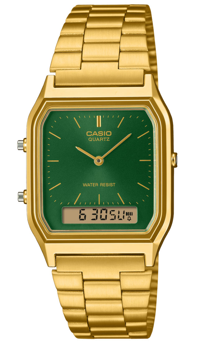 Casio Vintage Ana-Digi Unisex AQ-230GA-3AMQYES - Analog-digital-mix - Guld - Unisex - Rostfri stål - Akryl