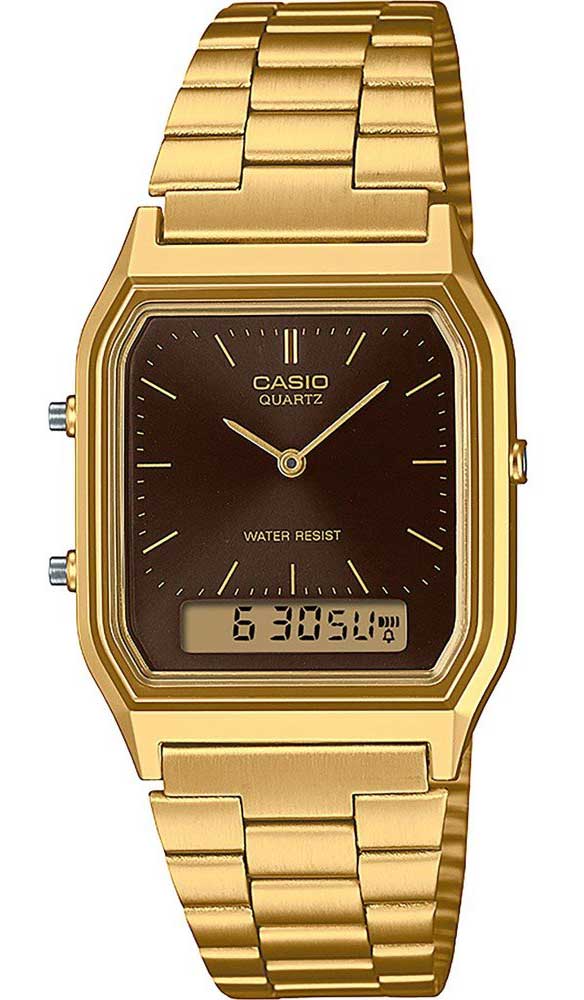 Casio Vintage AQ-230GA-5AMQYES - Analog-digital-mix - Guld - Damklocka - Rostfri stål - Akryl