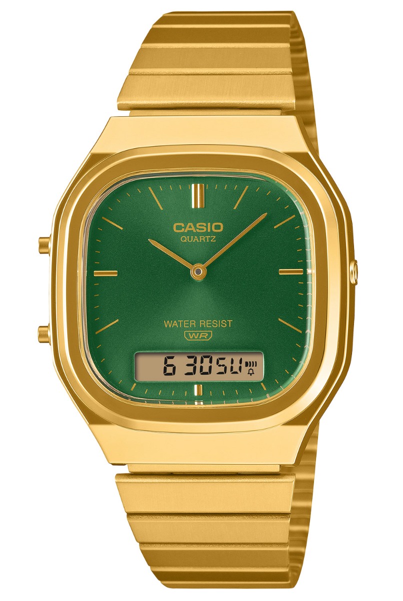 Casio Vintage Ana-Digi Unisex AQ-240EG-3AEF - Analog-digital-mix - Guld - Unisex - Rostfri stål - Akryl