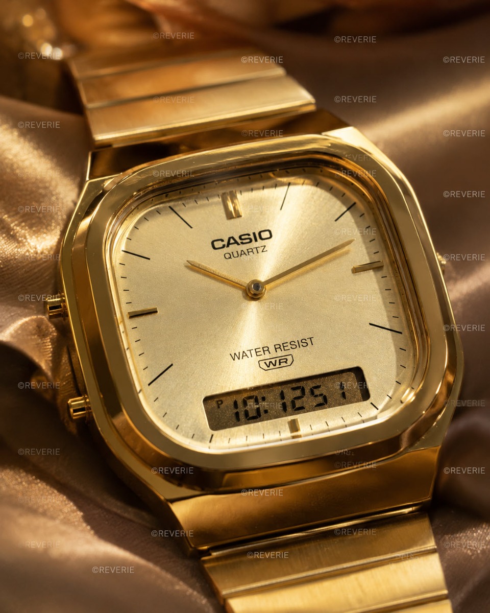Casio Golden Vintage Unisex Ana-Digi 35mm - Analog-digital-mix - Guld - Unisex - Rostfri stål - Akryl