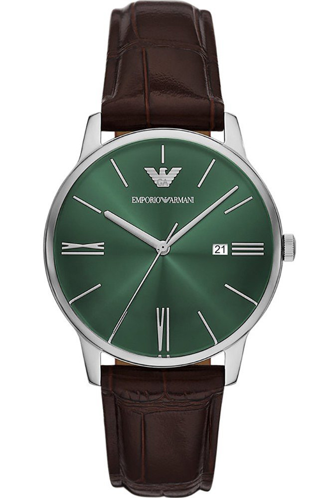 Emporio Armani Minimalist AR11672 - Quartz - Silver - Herrklocka - Läder - Härdat mineralglas