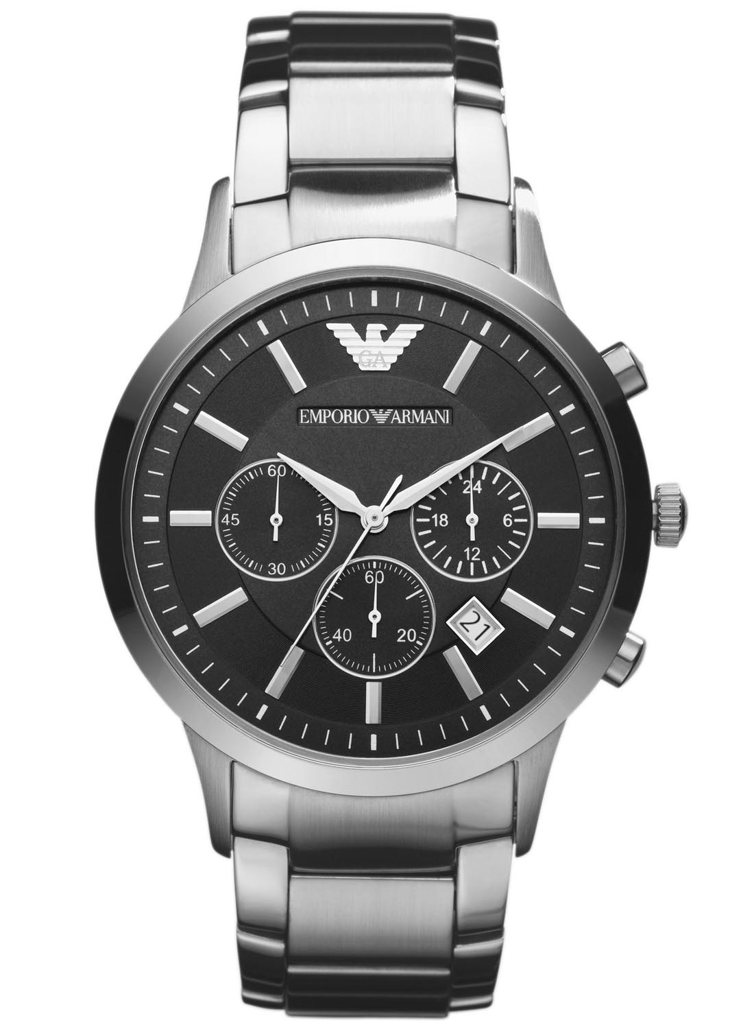 Emporio Armani Renato AR2434 - Quartz - Silver - Herrklocka - Rostfri stål - Härdat mineralglas