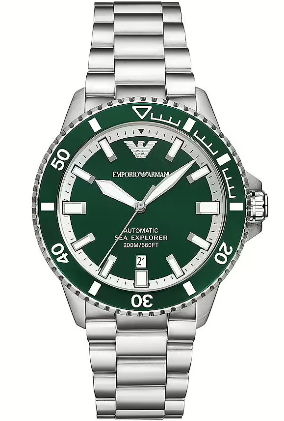 Emporio Armani Sea Explorer AR60080 - Automatisk - Silver - Herrklocka - Rostfri stål - Safir