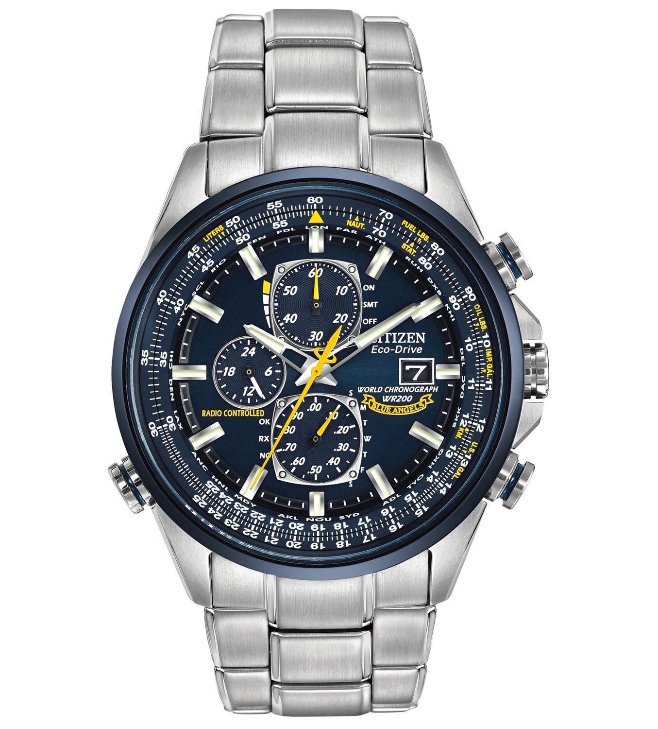 Citizen Blue Angels Eco-drive kronograf | Radiostyrt världstidsur med perpetual kalender | AT8020-54L - Quartz - Silver - Herrklocka - Rostfri...