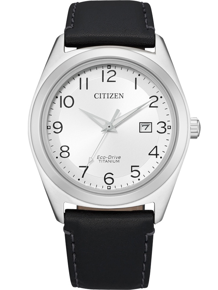 Citizen Eco-Drive Titanium herrklocka med läderrem | AW1640-16A - Quartz - Silver - Herrklocka - Läder - Härdat mineralglas