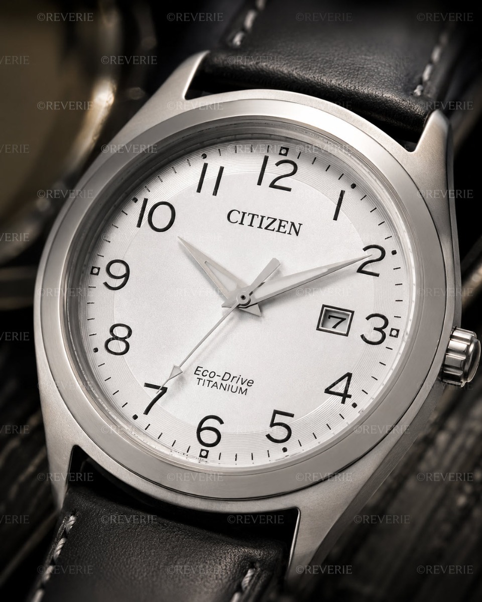 Citizen Eco-Drive herrklocka i titan med svart läderarmband 41mm - Quartz - Silver - Herrklocka - Läder - Härdat mineralglas