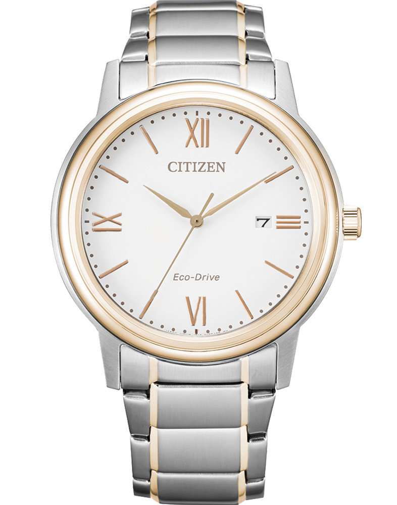 Citizen elegant herrklocka med Eco-Drive och tvåfärgad stållänk | AW1676-86A - Quartz - Silver - Herrklocka - Rostfri stål - Härdat mineralglas