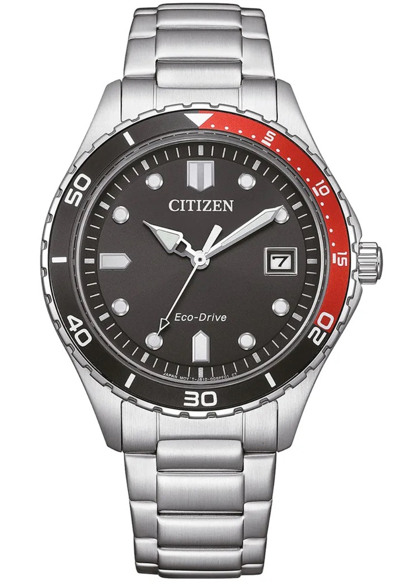 Citizen Eco-Drive unisex sportklocka i stål med J810 urverk och tvådelad bezel | AW1820-81E - Quartz - Silver - Unisex - Rostfri stål - Härdat...