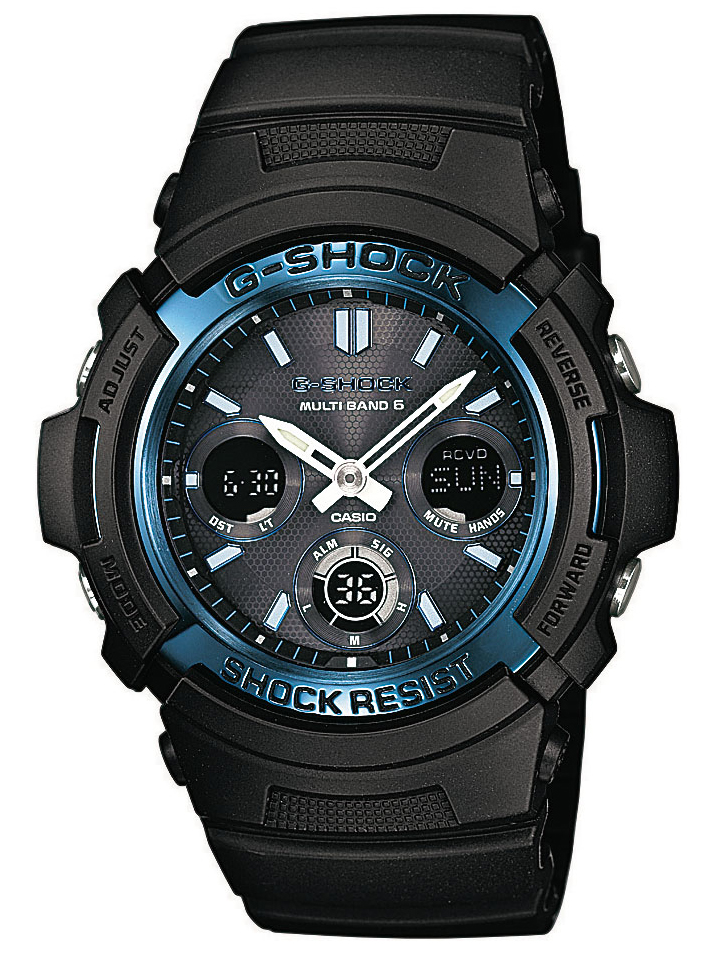 Casio | Solar ana-digi sportklocka med Wave-teknik | AWG-M100A-1AER - Analog-digital-mix - Svart - Herrklocka - Harts - Härdat mineralglas