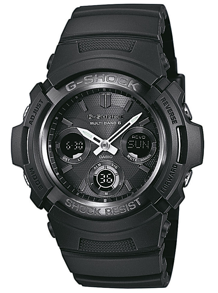 Casio | Wave Ceptor-klocka med solenergi och robust design | AWG-M100B-1AER - Analog-digital-mix - Svart - Herrklocka - Harts - Härdat mineralglas