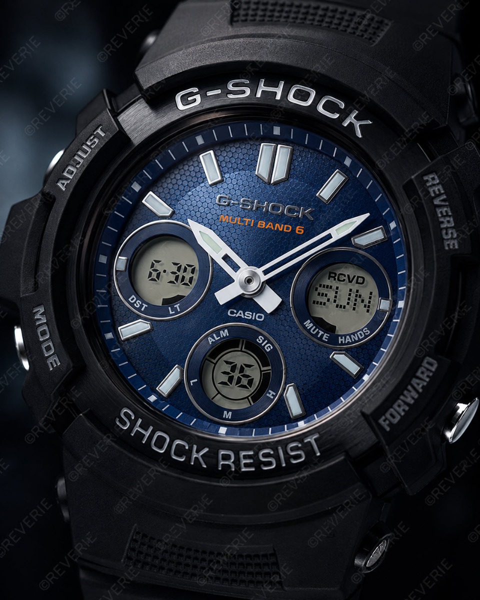 Casio G-Shock digital solcellsdriven radiostyrd herrklocka 46mm - Analog-digital-mix - Svart - Herrklocka - Harts - Härdat mineralglas