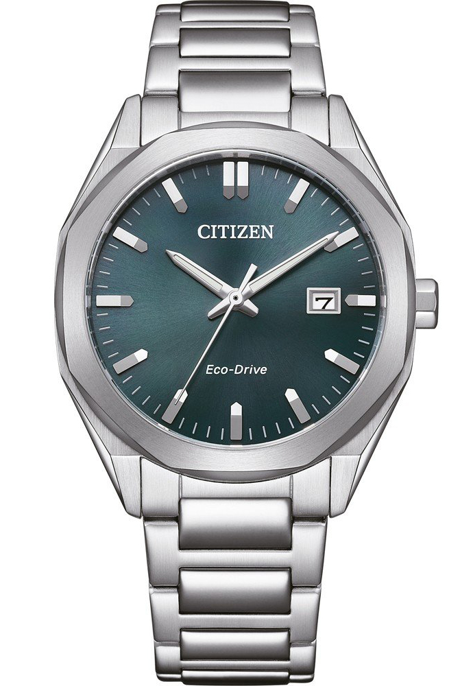 Citizen Eco-Drive unisex klocka i stål med E111 urverk och grön urtavla | BM7620-83X - Quartz - Silver - Herrklocka - Rostfri stål - Härdat...