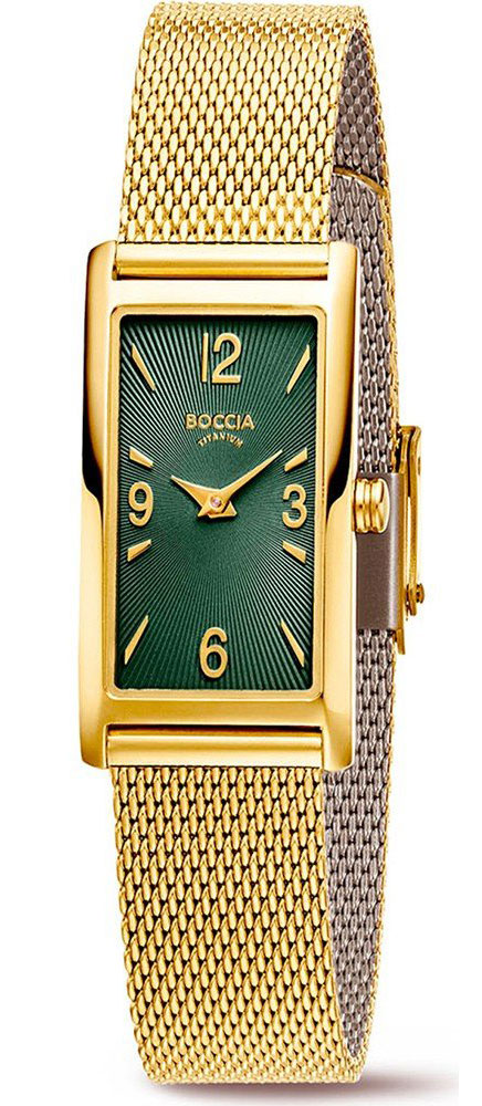 Boccia Titanium Ladies 3366-03 - Quartz - Guld - Damklocka - Mesh - Härdat mineralglas