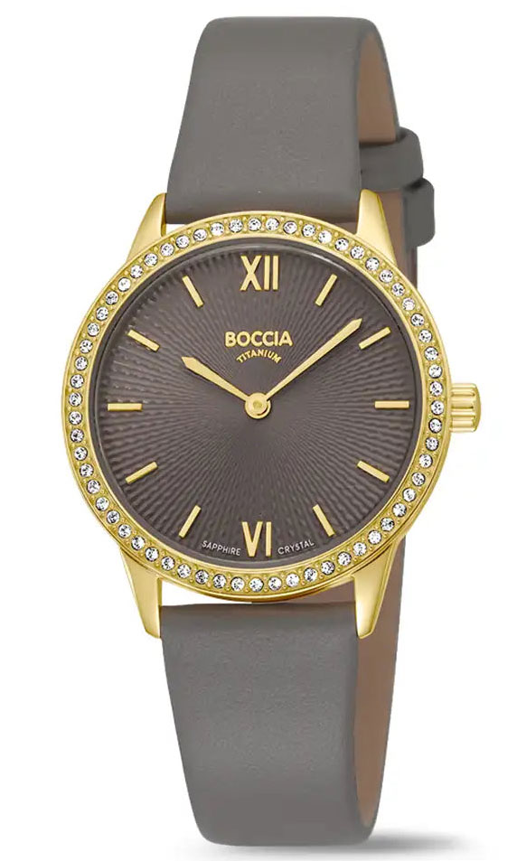 Boccia Titanium Ladies 3382-03 - Quartz - Guld - Damklocka - Läder - Safir
